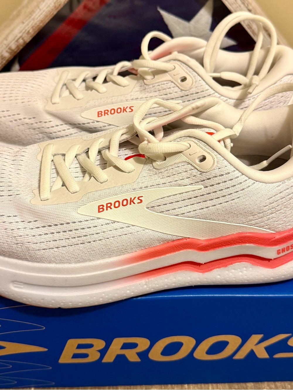 Brooks Women's White and Coral Accent Running Sneakers